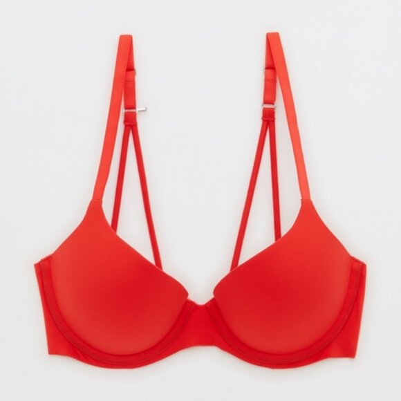 Aerie Real Sunnie Demi Push-Up Strappy Bra Holiday Red 32C - Picture 3 of 13